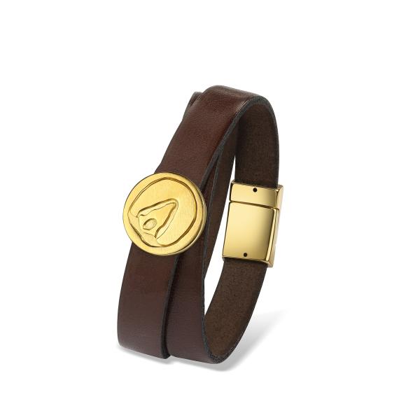 Leather bracelet with hoofprint nugget